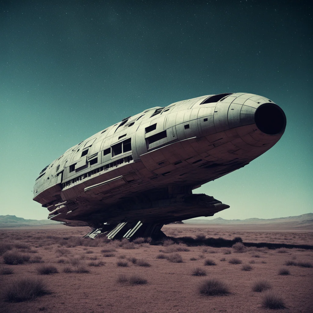 an abandoned interstellar spaceship | dark vintage sci fi 1980s cinematic 35mm —w 3000 —h 2000